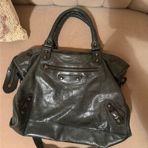 Balenciaga Charcoal Leather Shoulder Bag